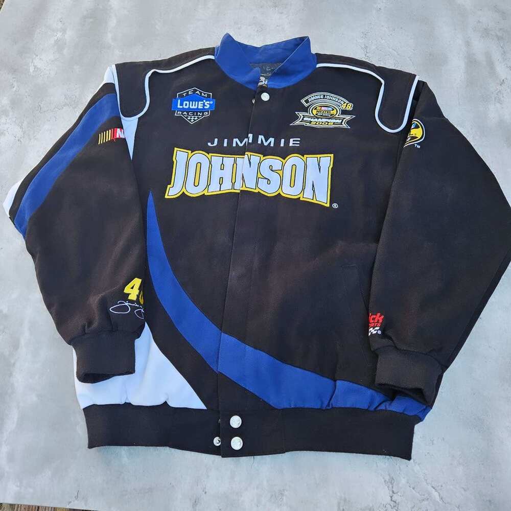 VINTAGE Jimmie Johnson Men Jacket Large Black 2006 Champion NASCAR Chase